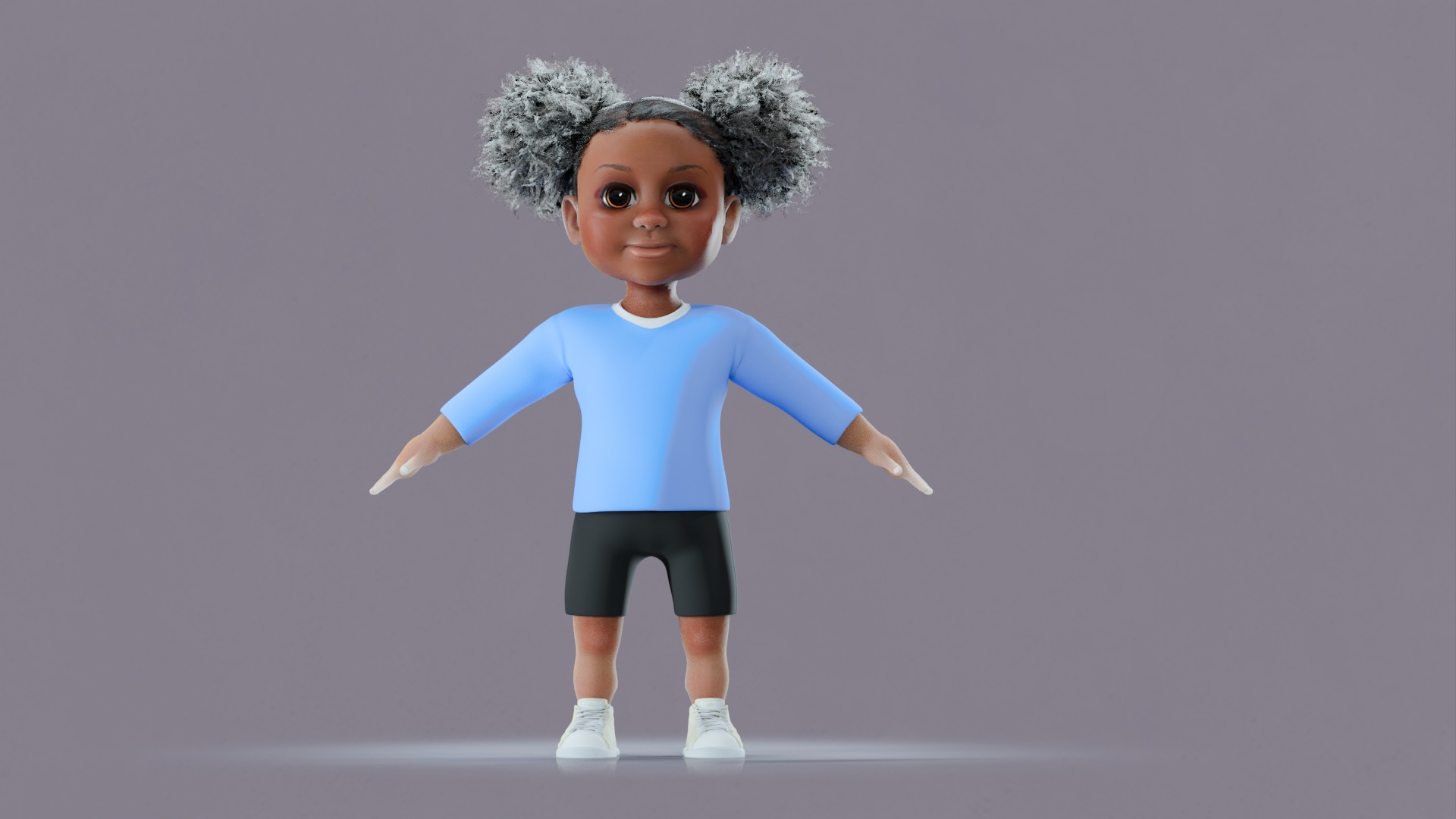 Afro Girl - Rigged cartoon character Low-poly 3D model_39