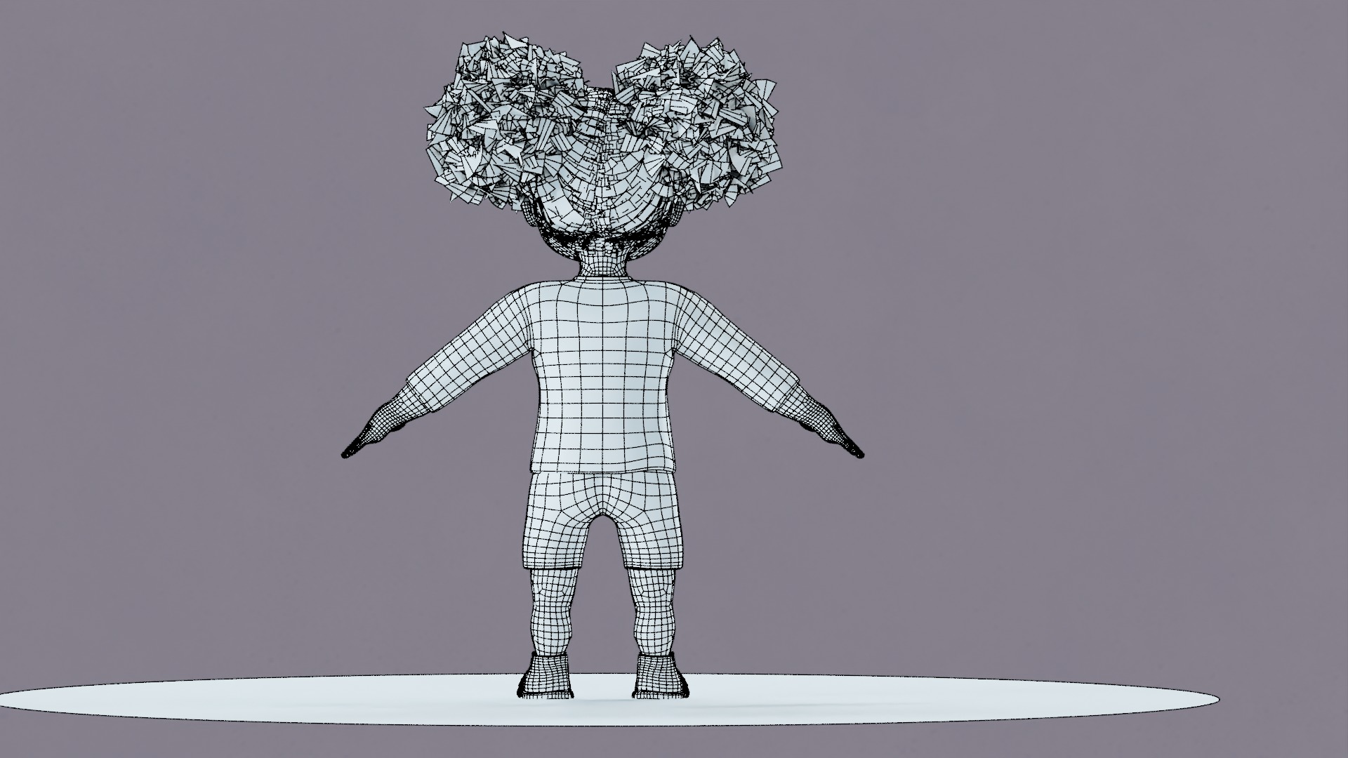 Afro Girl - Rigged cartoon character Low-poly 3D model_48