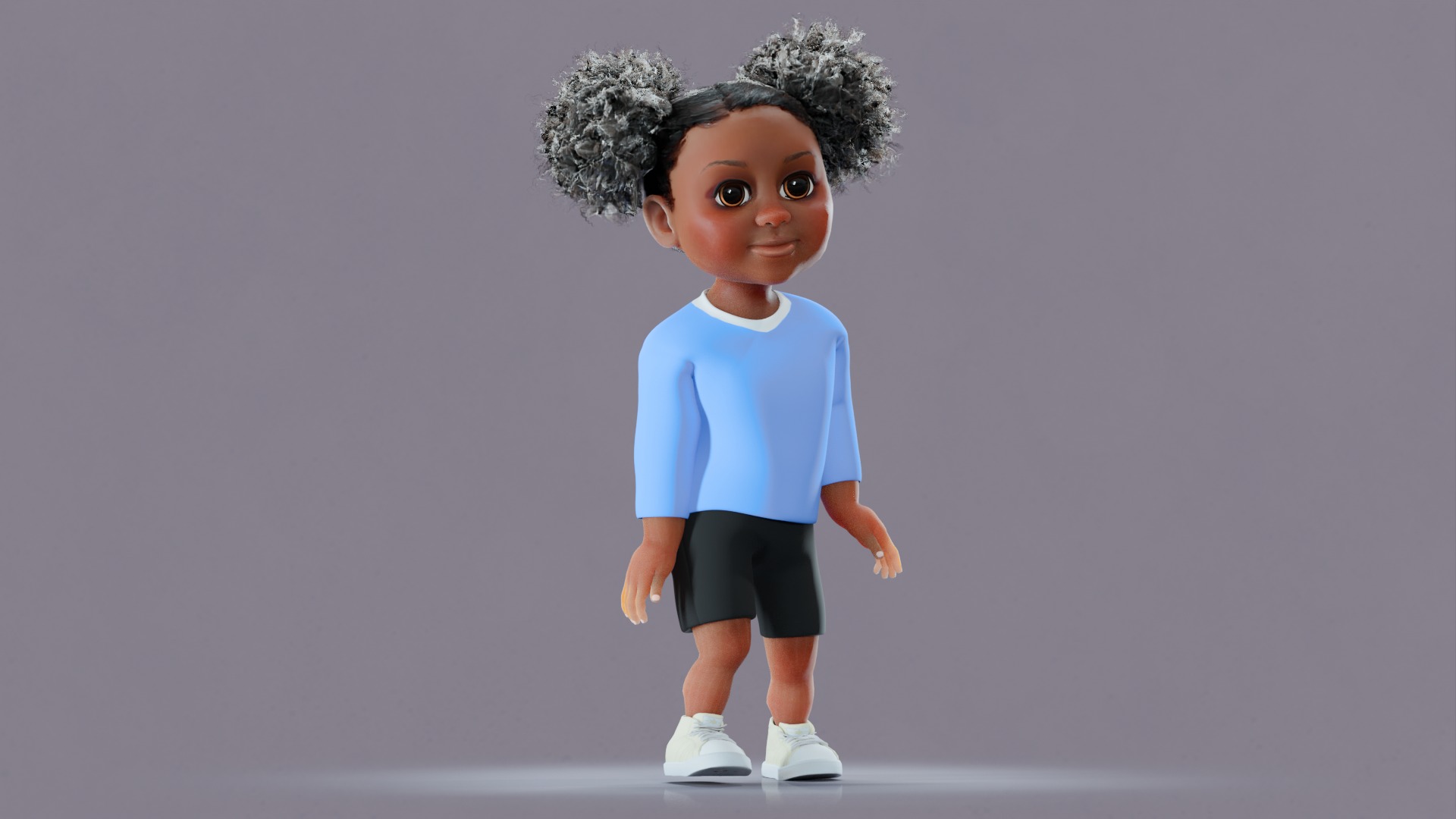 Afro Girl - Rigged cartoon character Low-poly 3D model_24