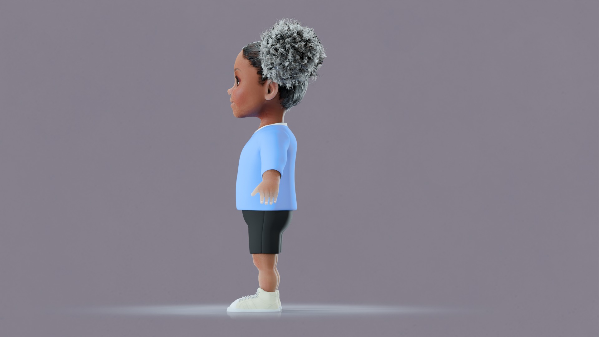 Afro Girl - Rigged cartoon character Low-poly 3D model_43