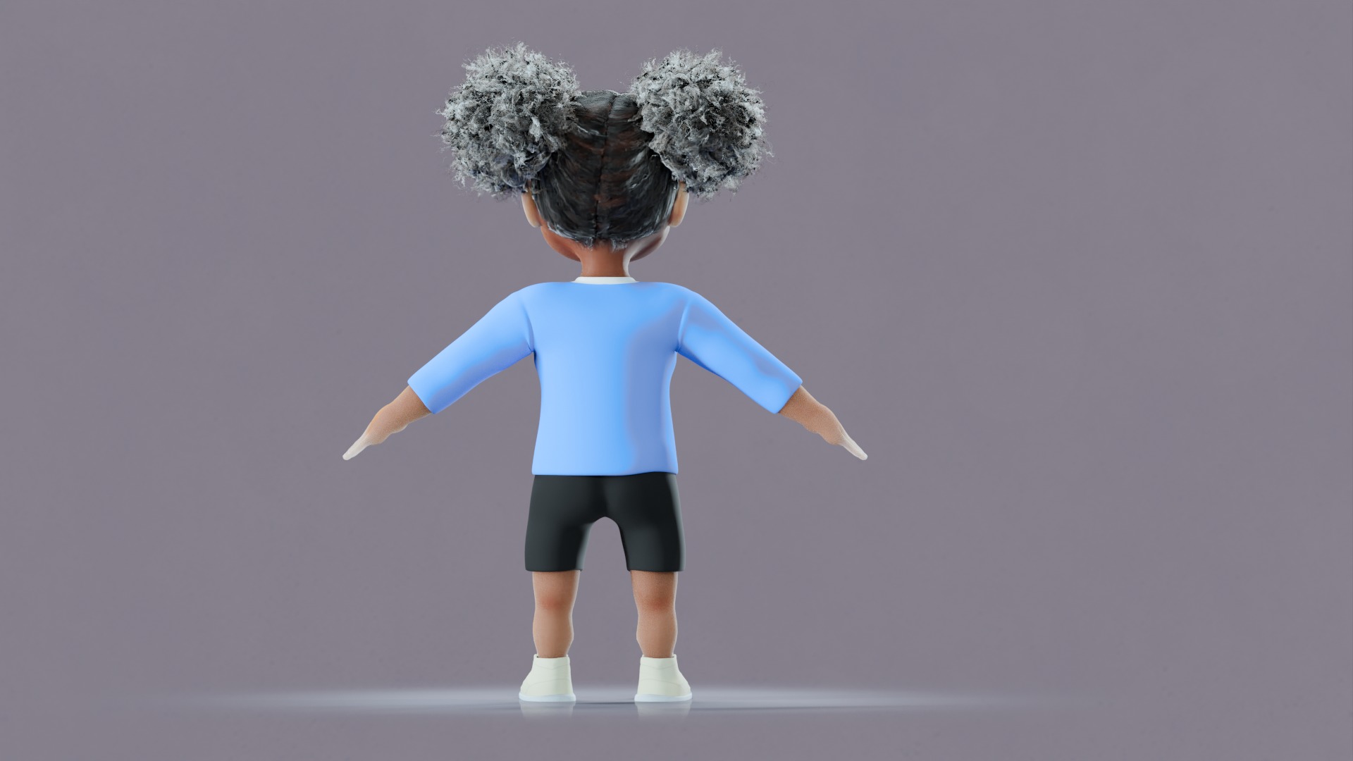 Afro Girl - Rigged cartoon character Low-poly 3D model_47