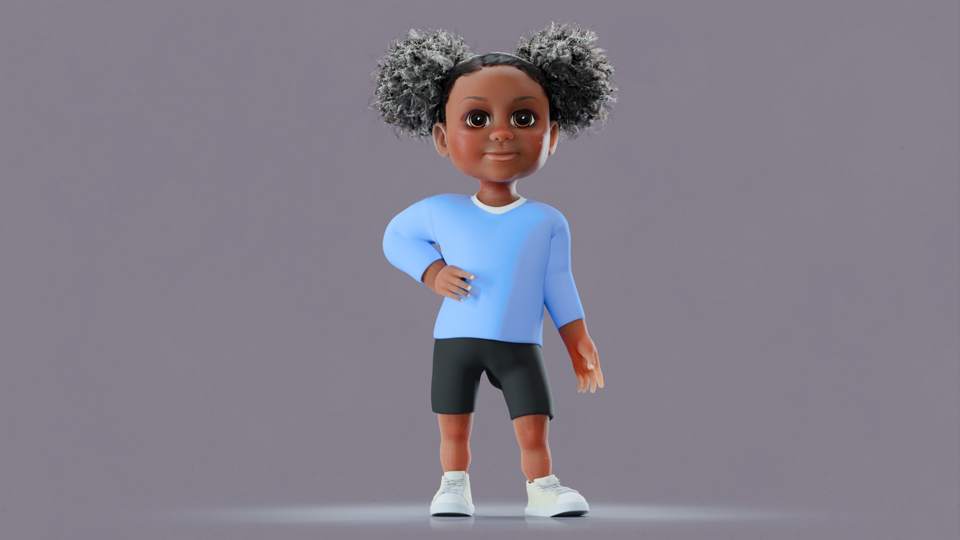 Afro Girl - Rigged cartoon character Low-poly 3D model_18