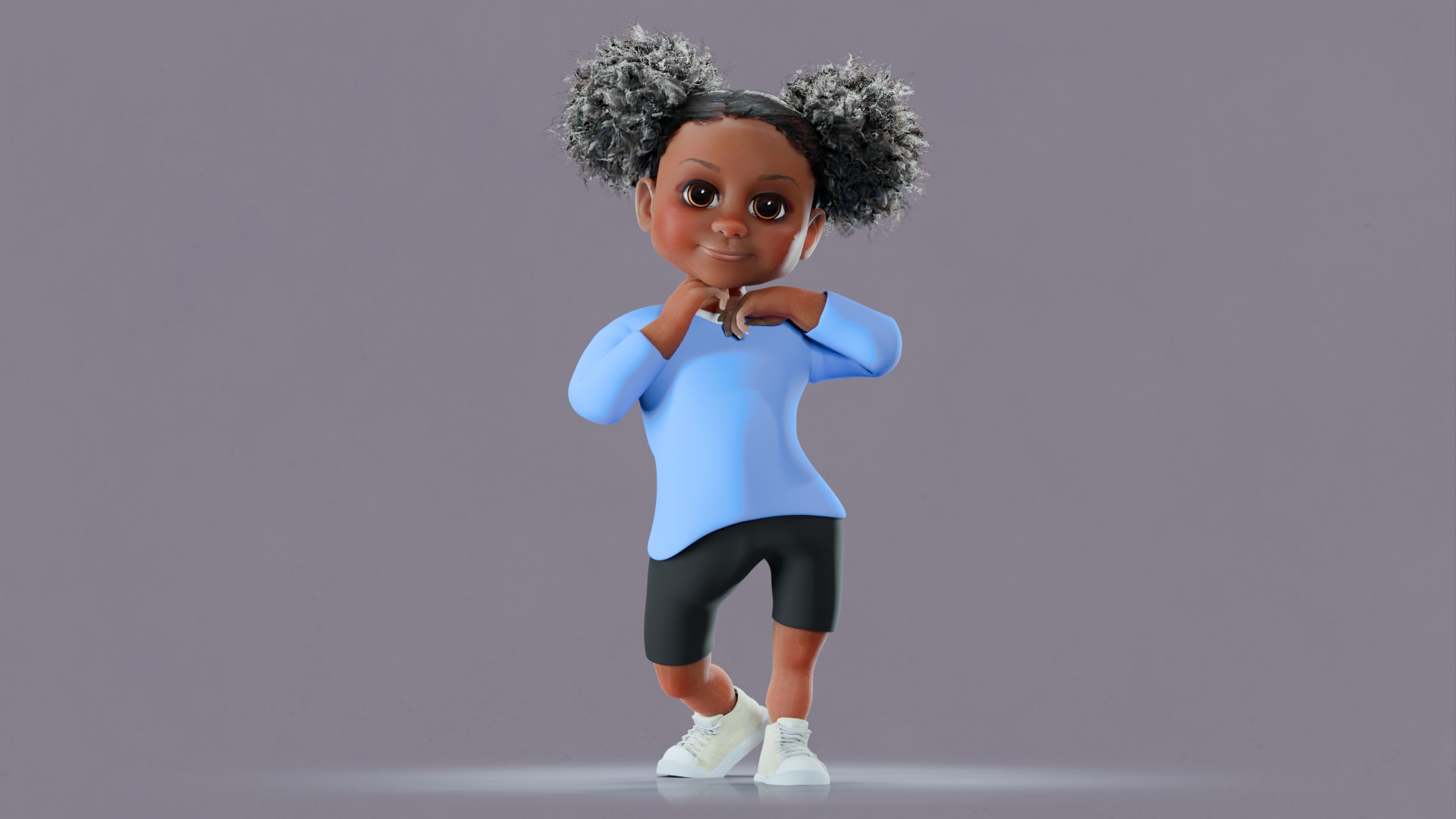 Afro Girl - Rigged cartoon character Low-poly 3D model_33