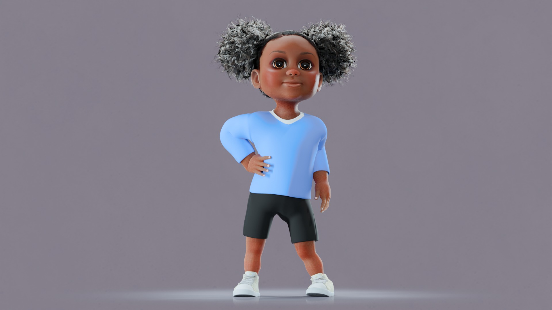 Afro Girl - Rigged cartoon character Low-poly 3D model_30