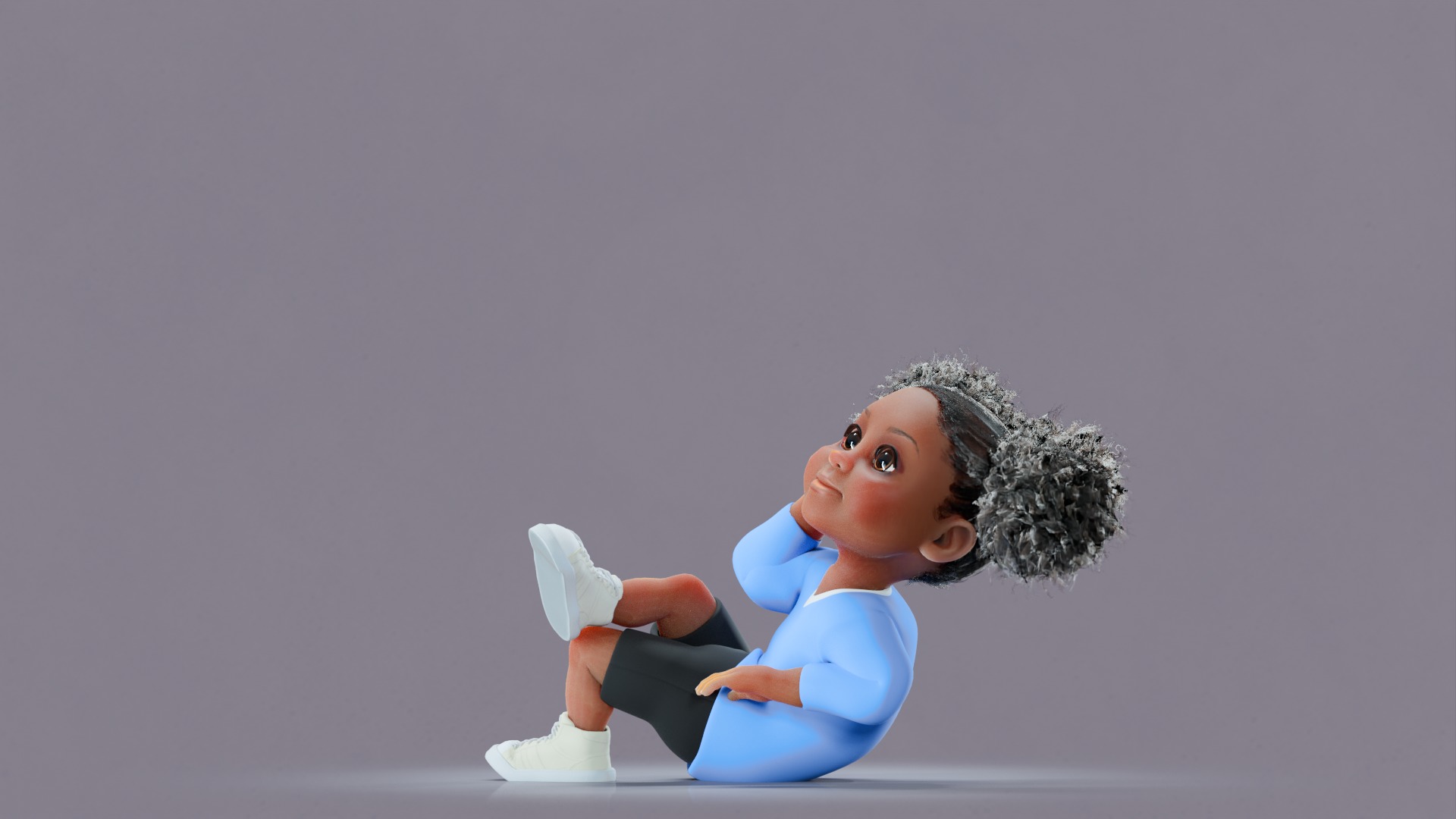 Afro Girl - Rigged cartoon character Low-poly 3D model_20