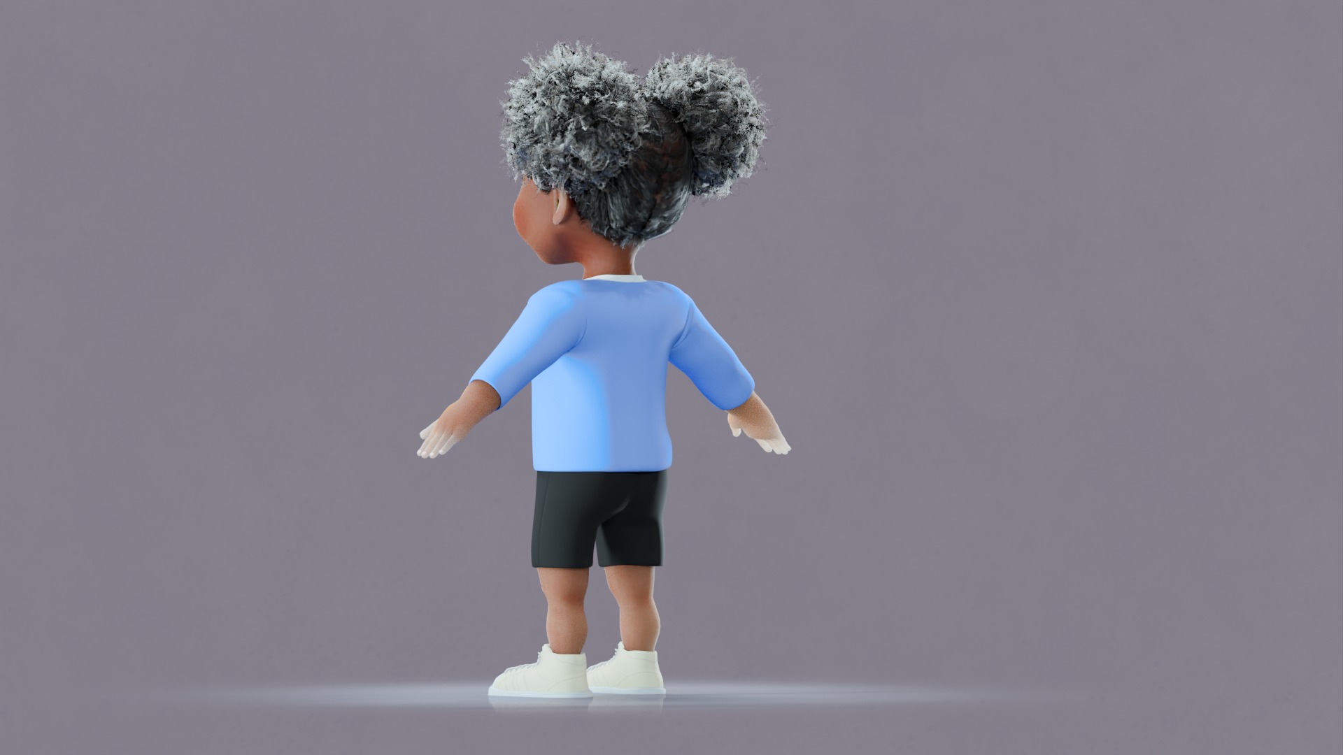 Afro Girl - Rigged cartoon character Low-poly 3D model_45