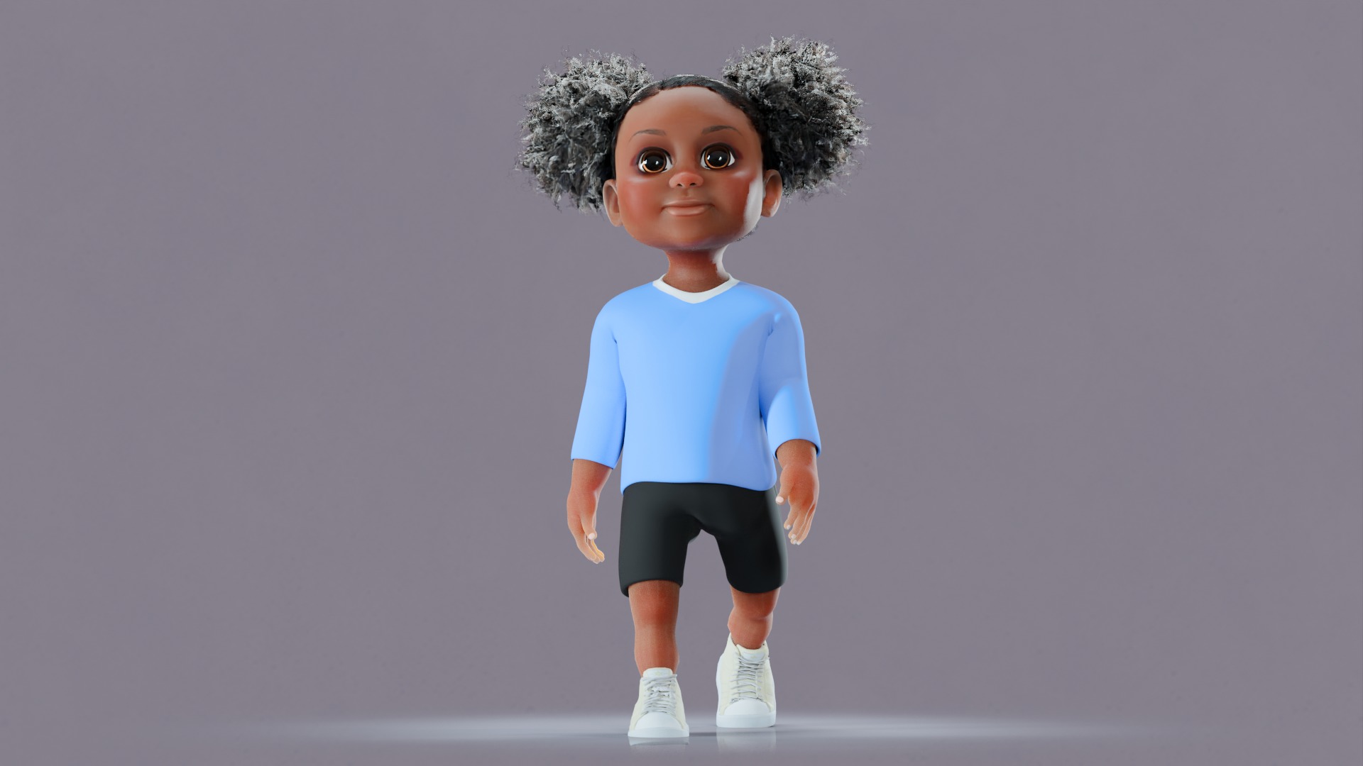 Afro Girl - Rigged cartoon character Low-poly 3D model_23