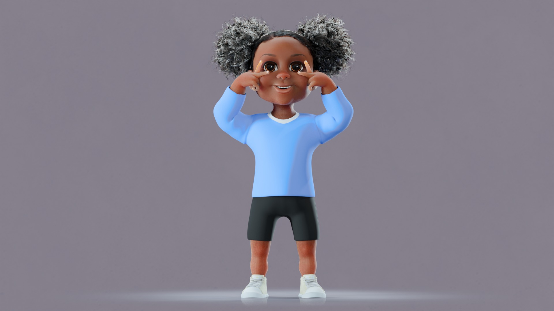 Afro Girl - Rigged cartoon character Low-poly 3D model_19