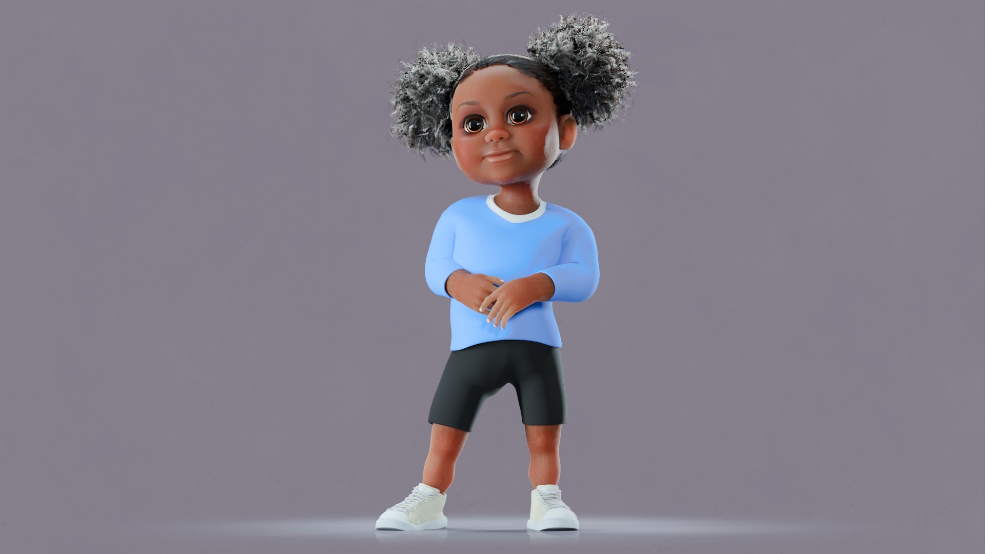 Afro Girl - Rigged cartoon character Low-poly 3D model_38