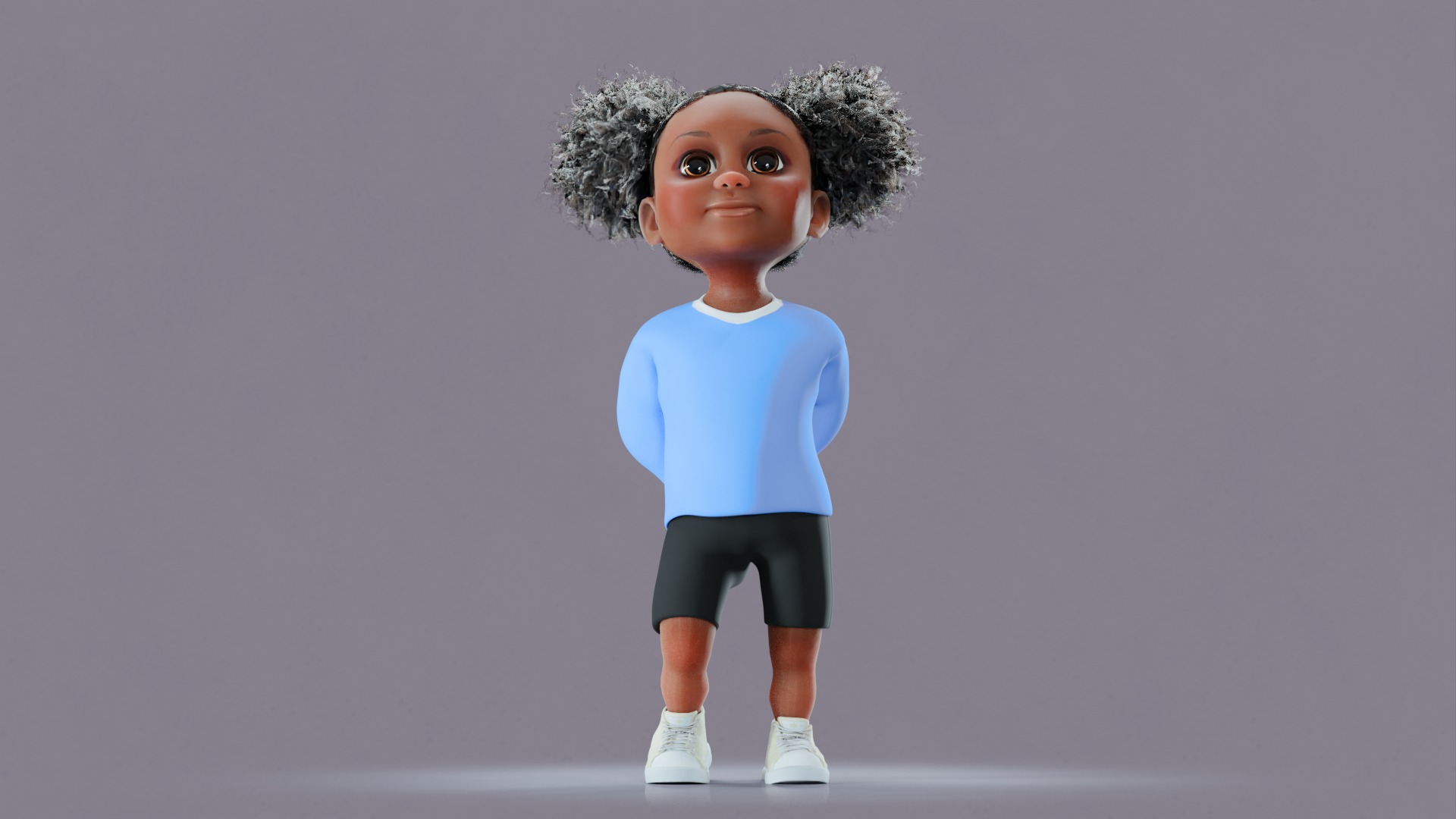 Afro Girl - Rigged cartoon character Low-poly 3D model_31