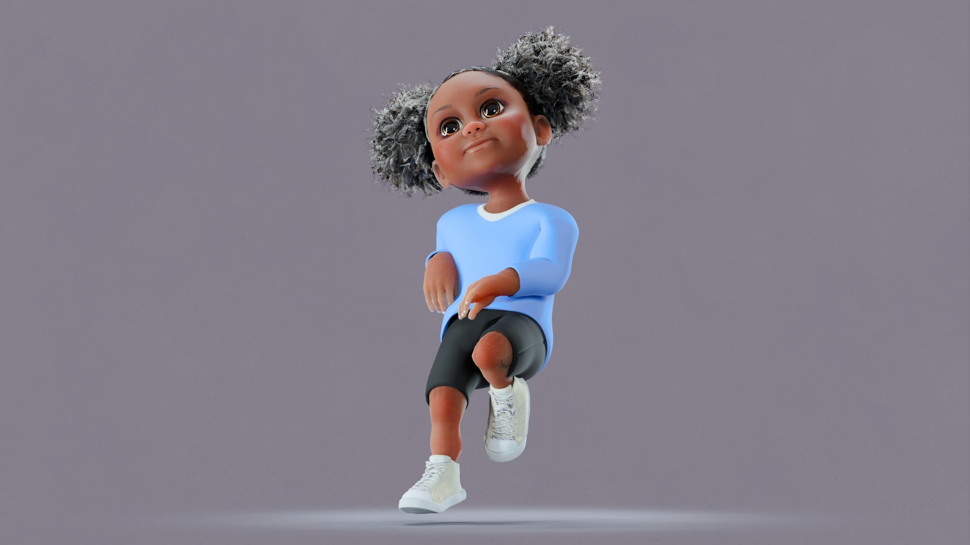 Afro Girl - Rigged cartoon character Low-poly 3D model_26