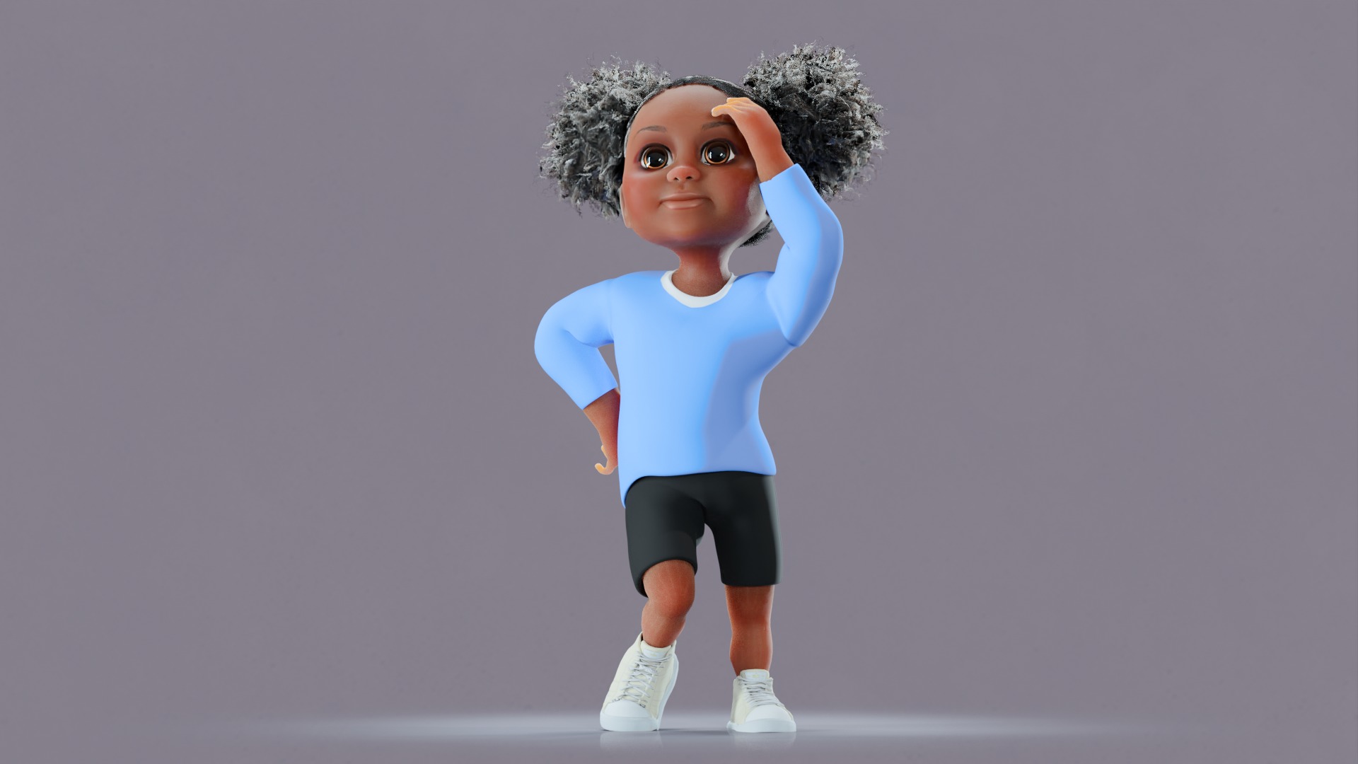 Afro Girl - Rigged cartoon character Low-poly 3D model_28