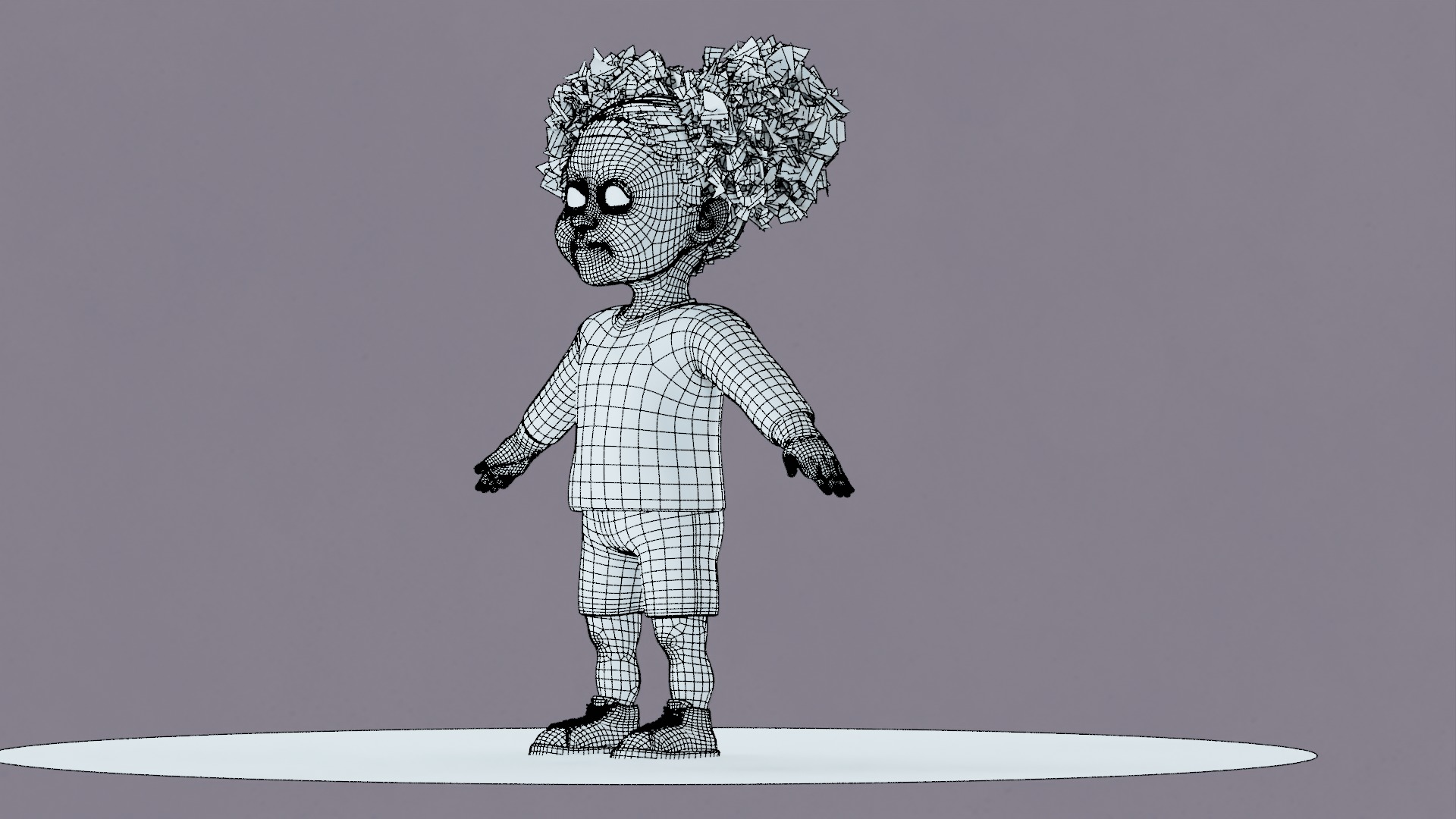 Afro Girl - Rigged cartoon character Low-poly 3D model_42