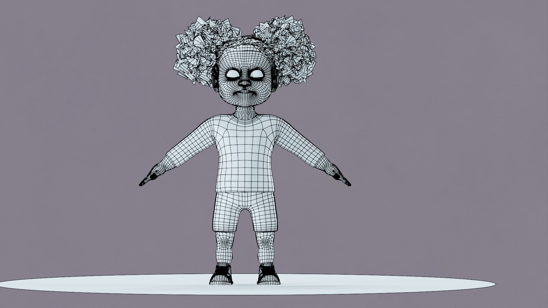 Afro Girl - Rigged cartoon character Low-poly 3D model_40