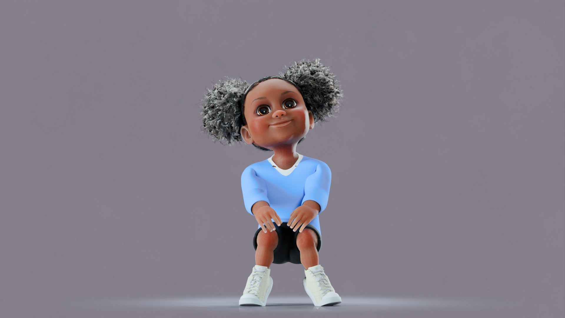 Afro Girl - Rigged cartoon character Low-poly 3D model_29