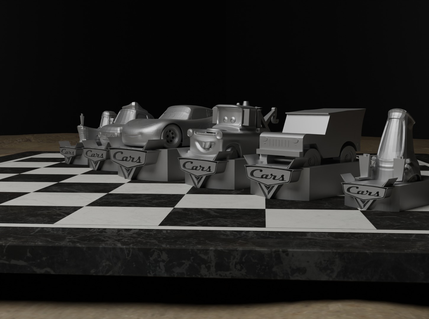 Cars Movie Chess Set - 6 Chess Game Pieces 3D print model_19