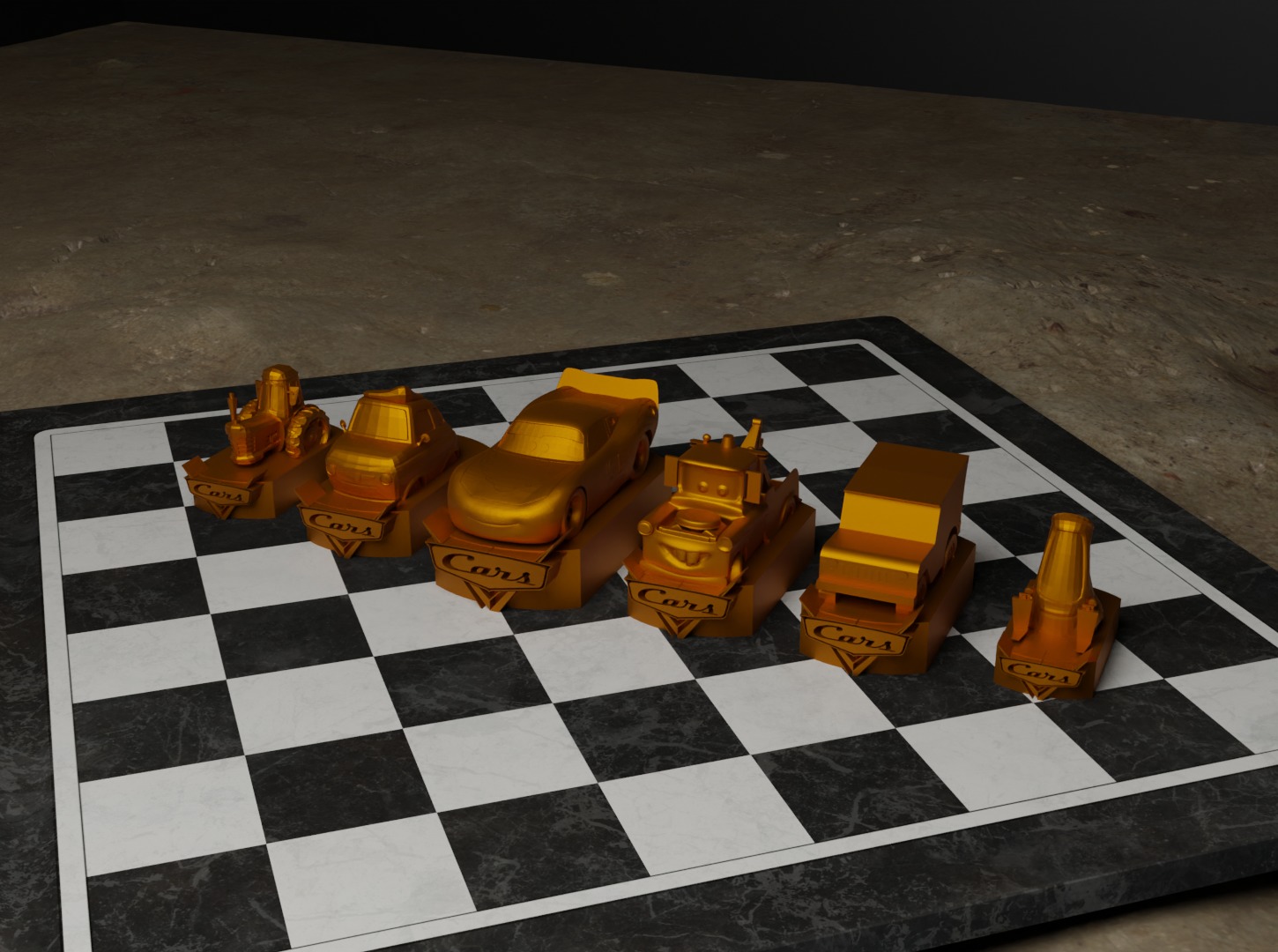 Cars Movie Chess Set - 6 Chess Game Pieces 3D print model_31