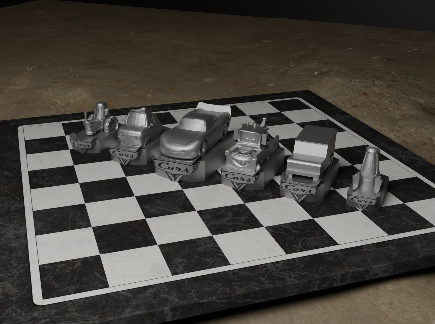 Cars Movie Chess Set - 6 Chess Game Pieces 3D print model_2