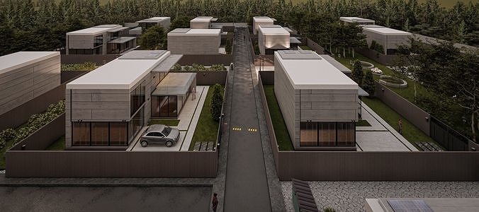 Modern Minimalist Villa Site - Lumion Scene 3D model 3