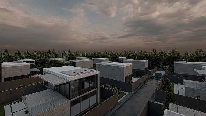 Modern Minimalist Villa Site - Lumion Scene 3D model 7