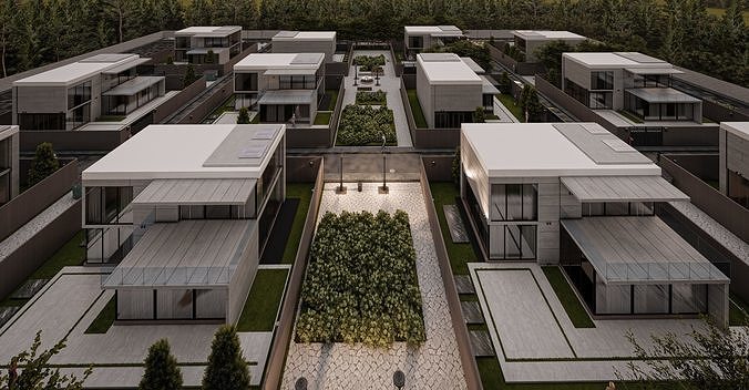 Modern Minimalist Villa Site - Lumion Scene 3D model 4