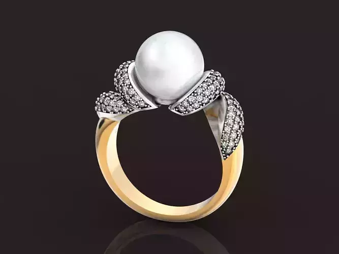 diamond pearl ring  1383