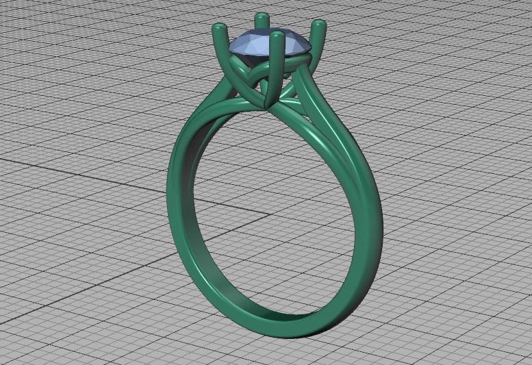 Petite Engagement Solitaire ring 1ct stone 4prong setting  3D print model_47