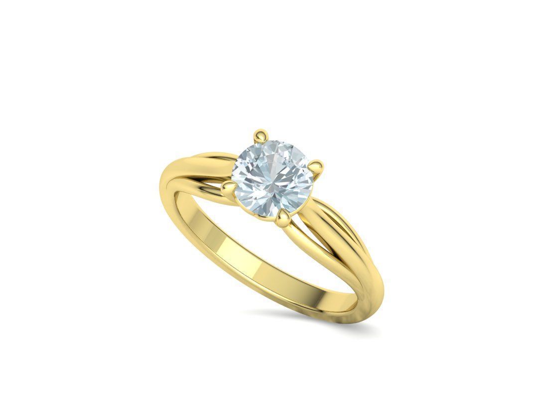 Petite Engagement Solitaire ring 1ct stone 4prong setting  3D print model_41