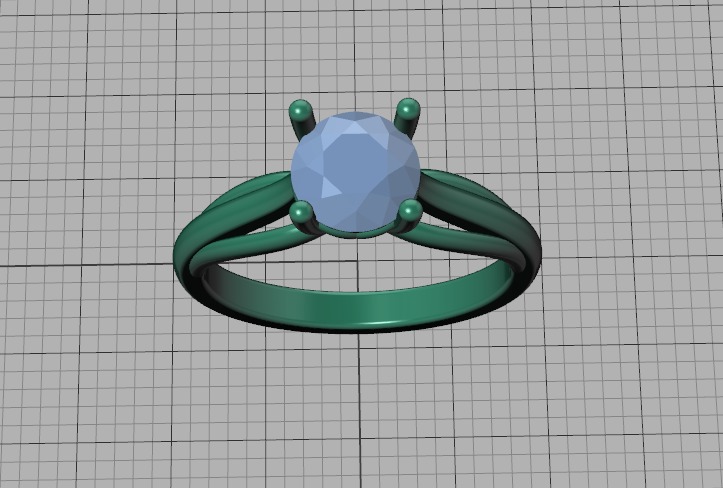 Petite Engagement Solitaire ring 1ct stone 4prong setting  3D print model_45