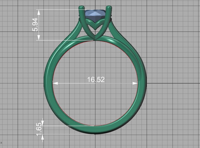 Petite Engagement Solitaire ring 1ct stone 4prong setting  3D print model_10