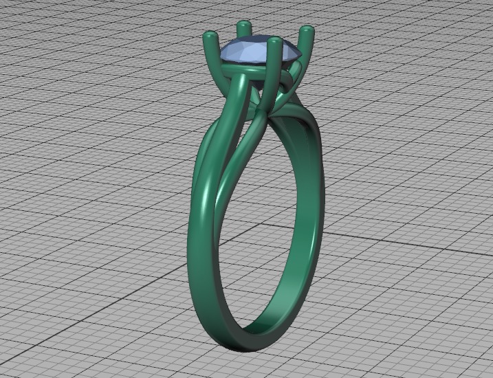 Petite Engagement Solitaire ring 1ct stone 4prong setting  3D print model_46