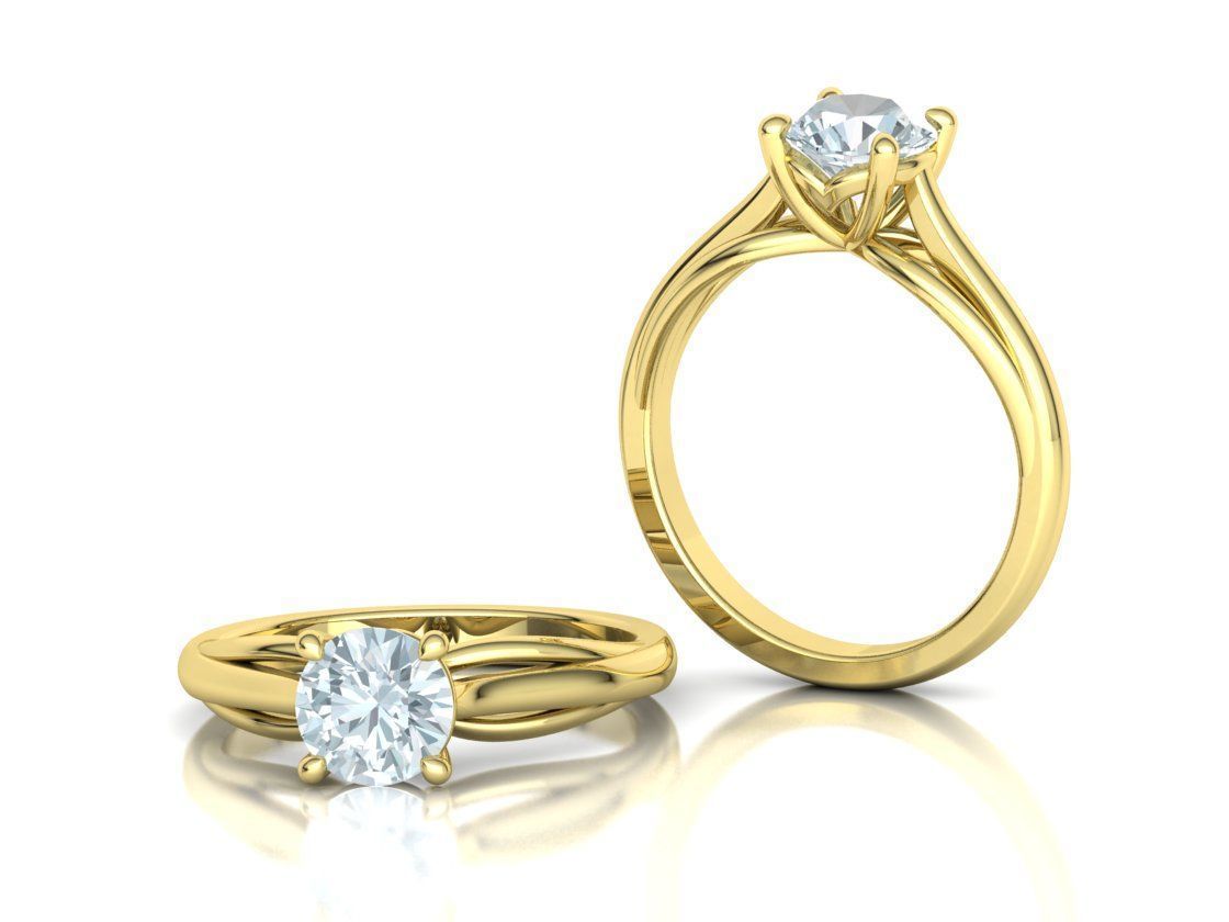 Petite Engagement Solitaire ring 1ct stone 4prong setting  3D print model_4
