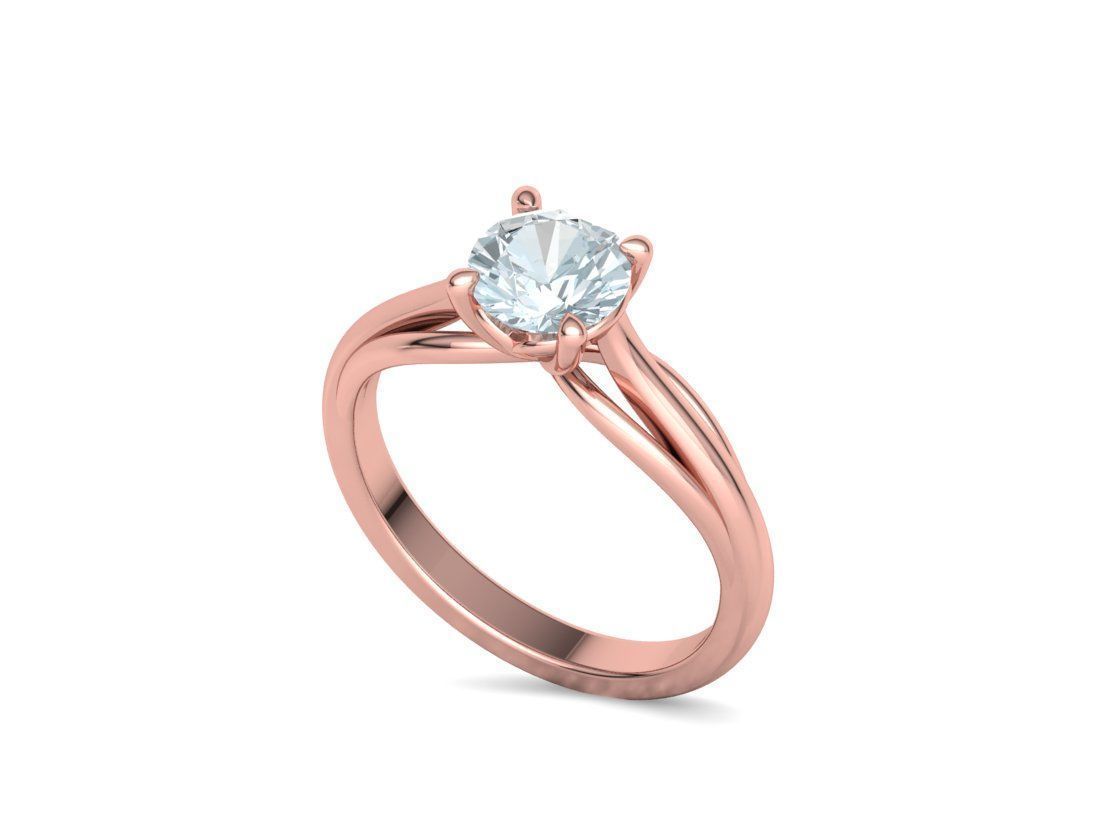 Petite Engagement Solitaire ring 1ct stone 4prong setting  3D print model_37