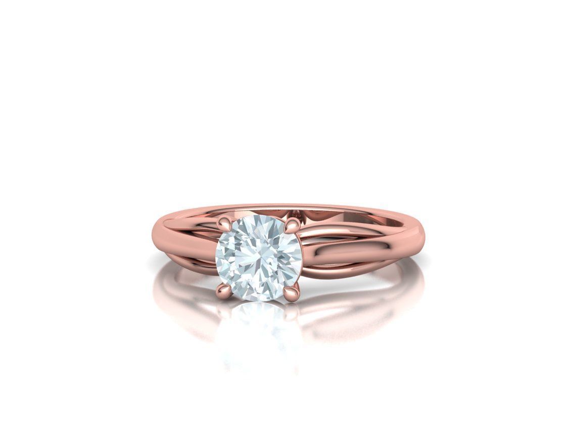 Petite Engagement Solitaire ring 1ct stone 4prong setting  3D print model_16