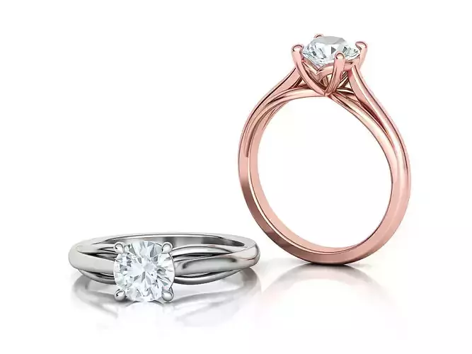 Petite Engagement Solitaire ring 1ct stone 4prong setting  3D print model