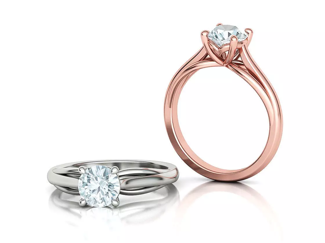 Petite Engagement Solitaire ring 1ct stone 4prong setting  3D print model_0