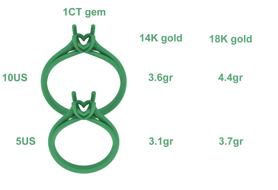 Petite Engagement Solitaire ring 1ct stone 4prong setting  3D print model_11