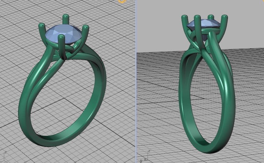 Petite Engagement Solitaire ring 1ct stone 4prong setting  3D print model_43