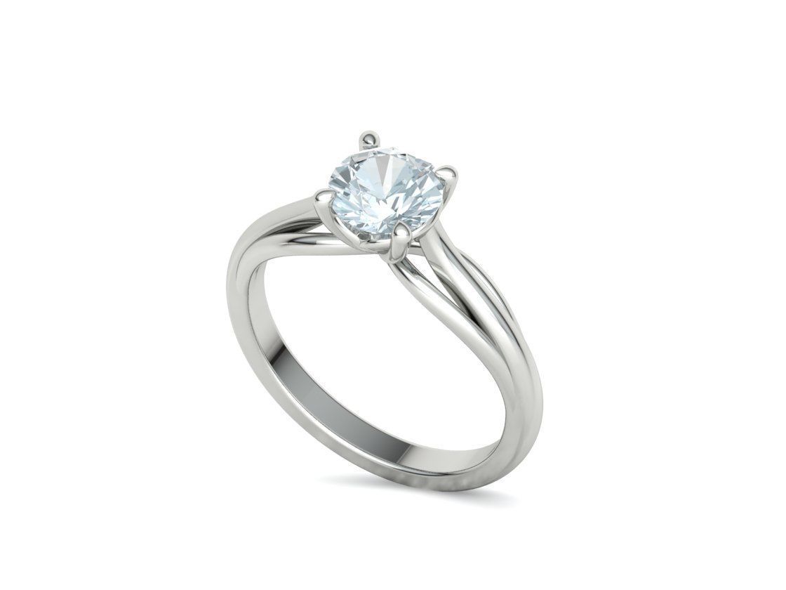 Petite Engagement Solitaire ring 1ct stone 4prong setting  3D print model_39