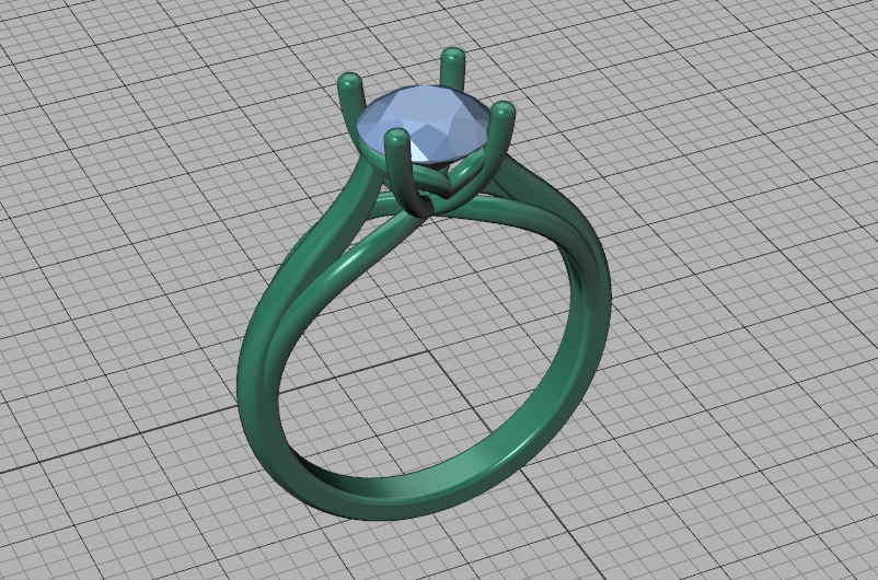 Petite Engagement Solitaire ring 1ct stone 4prong setting  3D print model_44