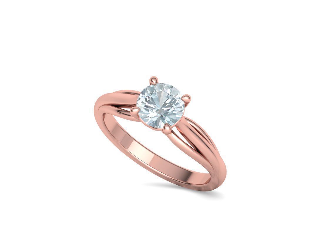 Petite Engagement Solitaire ring 1ct stone 4prong setting  3D print model_40