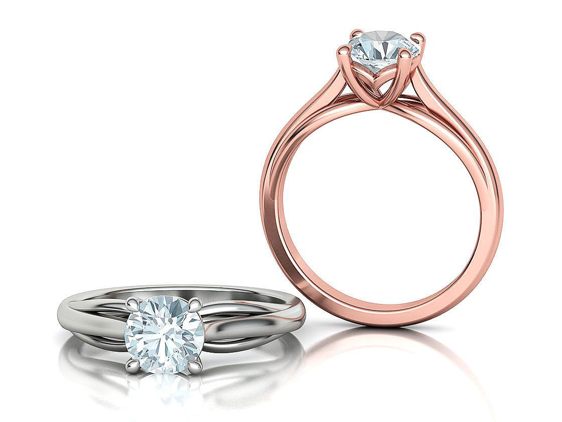 Petite Engagement Solitaire ring 1ct stone 4prong setting  3D print model_15
