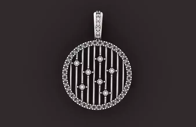 Diamond Circle pendant with and lines 1377 3D print model
