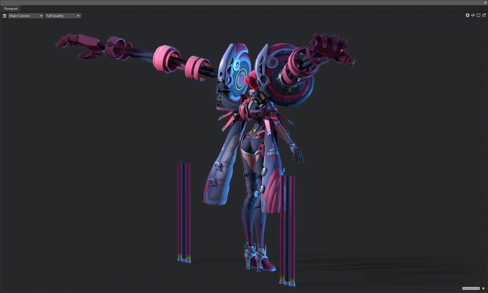 Mechanical girl Low-poly 3D model_5