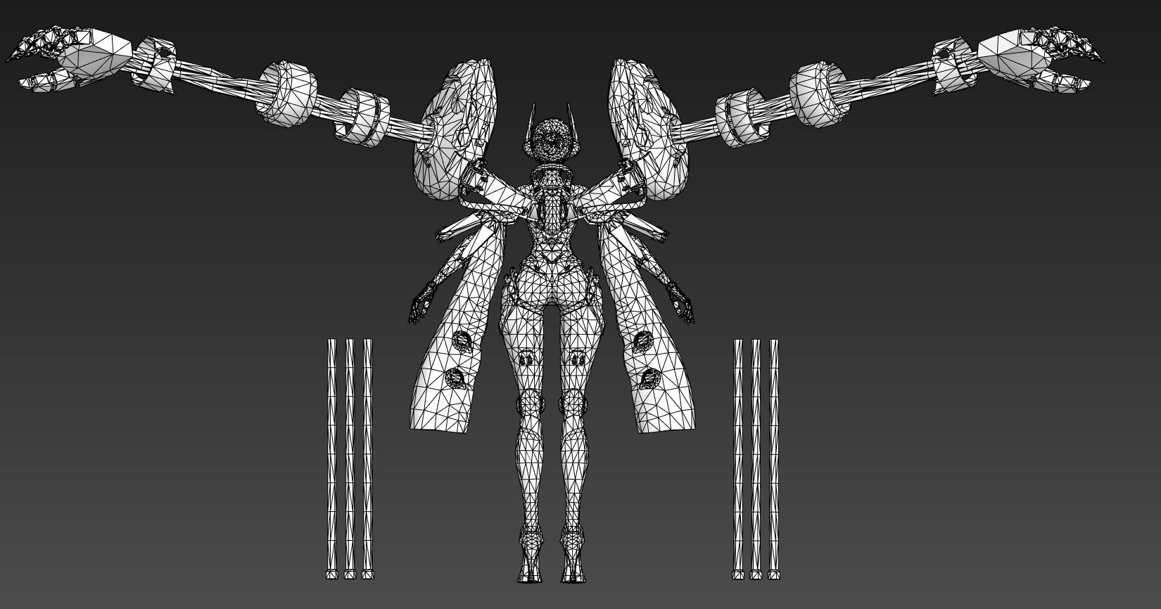 Mechanical girl Low-poly 3D model_11