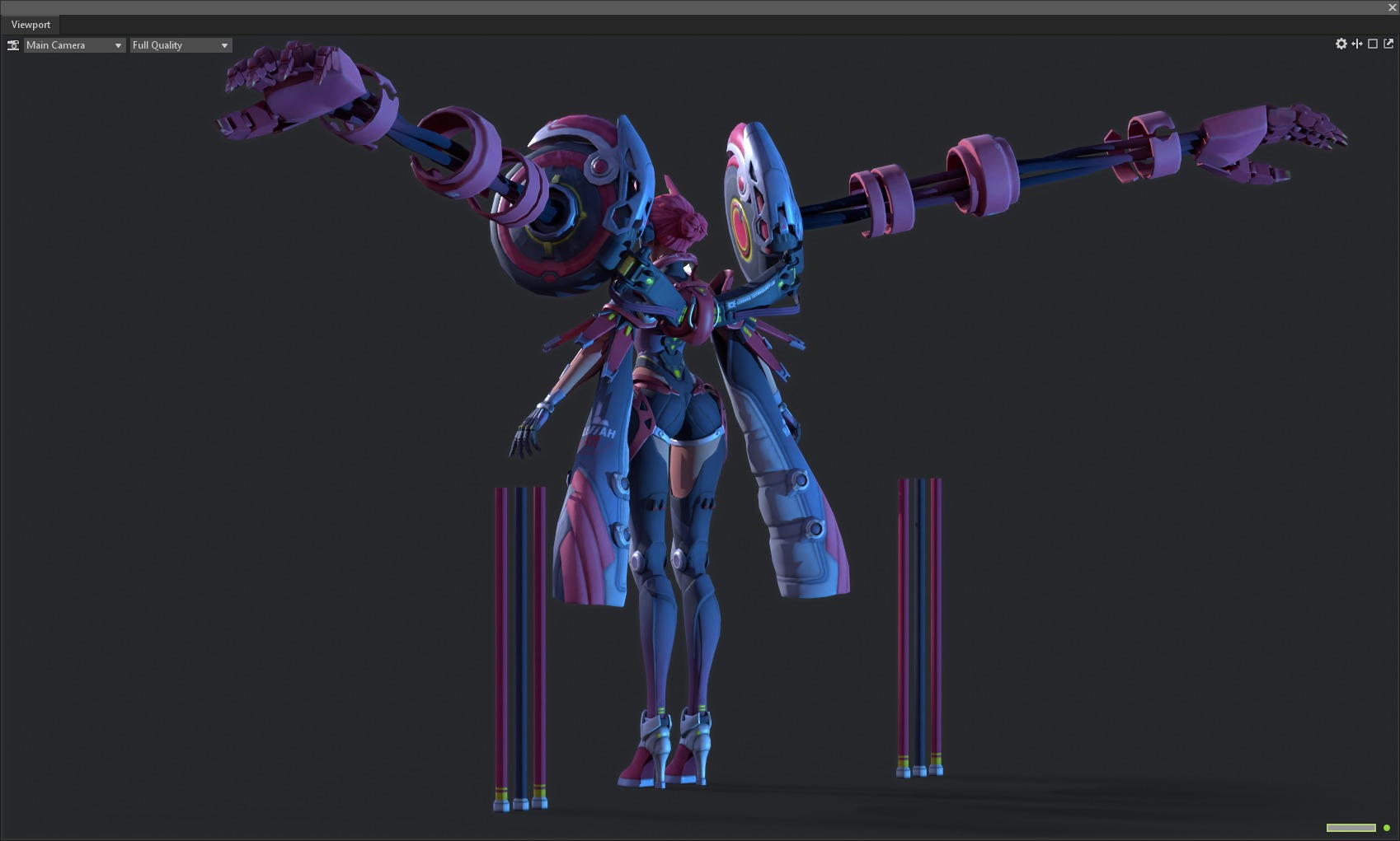 Mechanical girl Low-poly 3D model_3