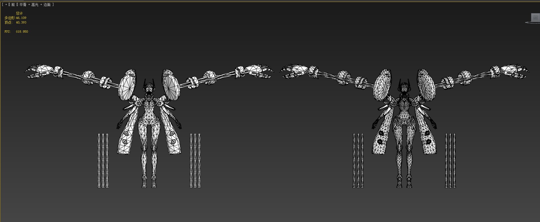 Mechanical girl Low-poly 3D model_8