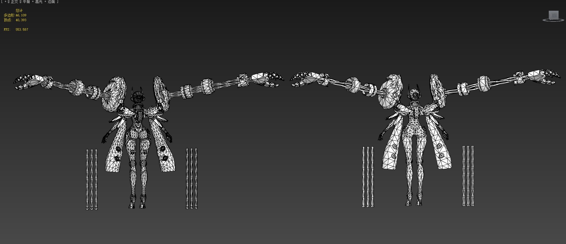 Mechanical girl Low-poly 3D model_9