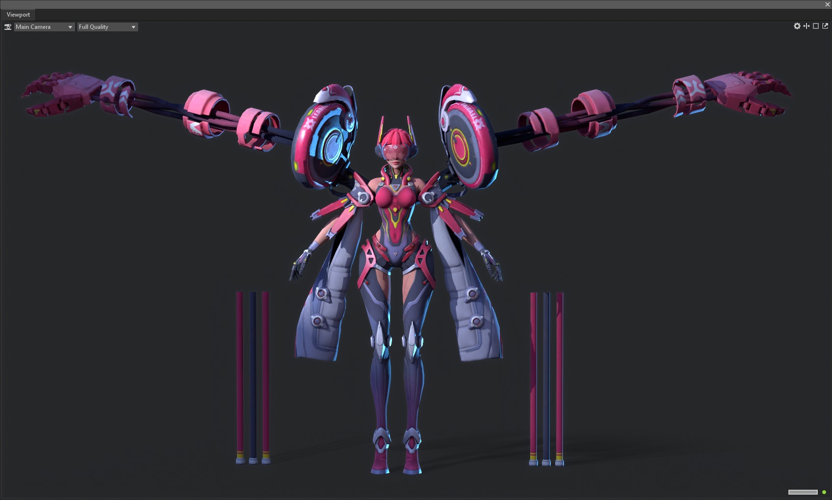 Mechanical girl Low-poly 3D model_7