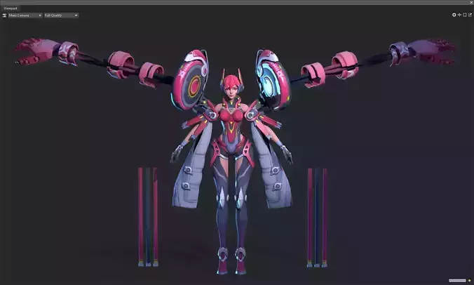 Mechanical girl Low-poly 3D model